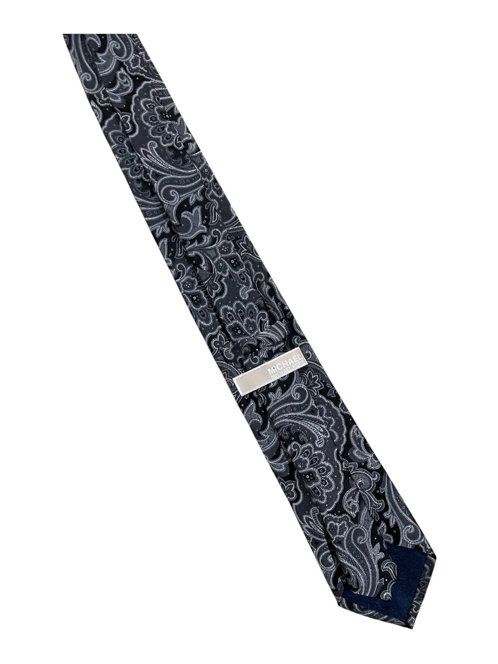 Michael Kors Black and Gray Paisley Silk Tie